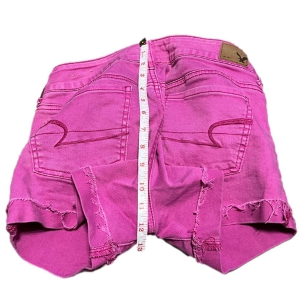 America Eagle Outfitters 🦅 Pink Denim Shorts Stretch Distressed Women’s Size 4 - Picture 8 of 10